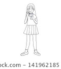 女學生正在吃簡餐（黑白照片） 141962185