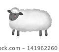 A watercolor-style illustration of a black sheep. 141962260