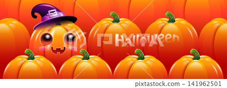 Cute Halloween Banner Collection with Kawaii Spooky Characters Vector Set Cute Halloween Banner Collection with Kawaii Spooky Characters Vector Set 141962501