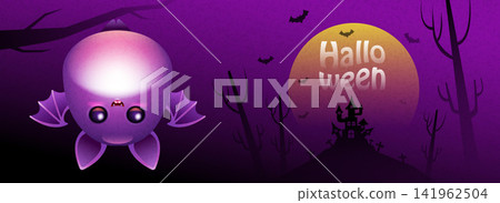 Halloween Greeting Banner Collection with Cute Spooky Cartoon Characters Halloween Greeting Banner Collection with Cute Spooky Cartoon Characters 141962504