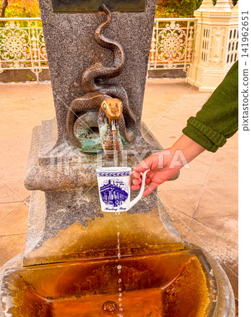 Discover mineral water sources in Karlovy Vary Czech Republic during the day Discover mineral water sources in Karlovy Vary Czech Republic during the day 141962651