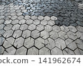 Wooden Hexagonal Blocks Floor. Natural Textured Background. 141962674