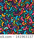 Colorful Doodle Confetti Dark Seamless Pattern 141963137