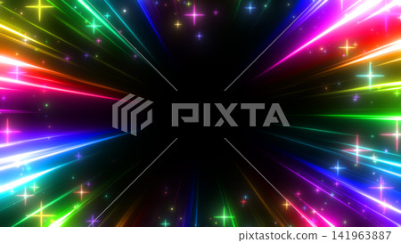 A background with a frame effect of colorful, sparkling lines of light converging. A background with a frame effect of colorful, sparkling lines of light converging. 141963887