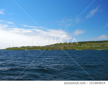 Yagishiri Island as seen from the ferry Yagishiri Island as seen from the ferry 141964654