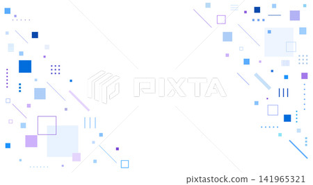 A minimalist background image featuring scattered blue and purple geometric shapes. 141965321