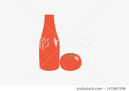 a bottle of tomato ketchup and a tomato a bottle of tomato ketchup and a tomato 141965596