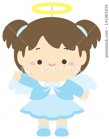 Vector illustration of a child dressed as an angel for Halloween. Vector illustration of a child dressed as an angel for Halloween. 141965934