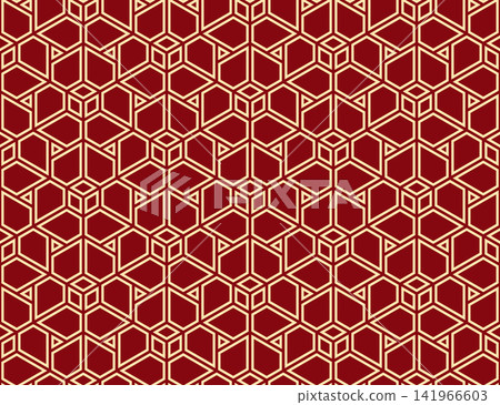 The geometric pattern with lines. Seamless vector background. Golden and red texture. Graphic modern pattern. Simple lattice graphic design The geometric pattern with lines. Seamless vector background. Golden and red texture. Graphic modern pattern. Simple lattice graphic design 141966603