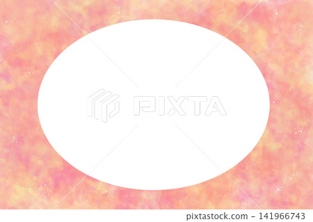 Orange, pink, and yellow watercolor oval frame 141966743