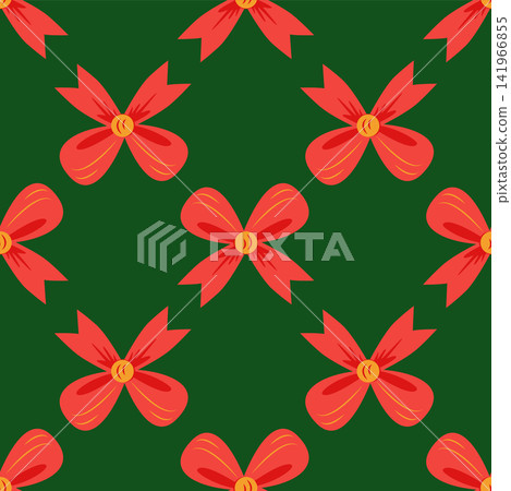 Red bow seamless pattern. Gift wrapping, holiday Red bow seamless pattern. Gift wrapping, holiday 141966855
