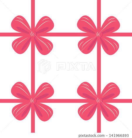 Red bow on gift wrapping, seamless pattern. Argyle cute diamond pattern with bows Red bow on gift wrapping, seamless pattern. Argyle cute diamond pattern with bows 141966893