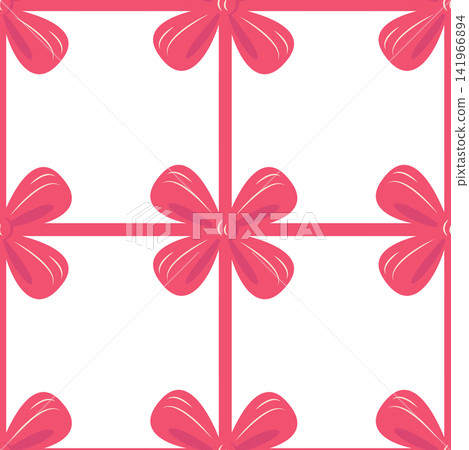 Red bow on gift wrapping, seamless pattern. Argyle cute diamond pattern with bows Red bow on gift wrapping, seamless pattern. Argyle cute diamond pattern with bows 141966894