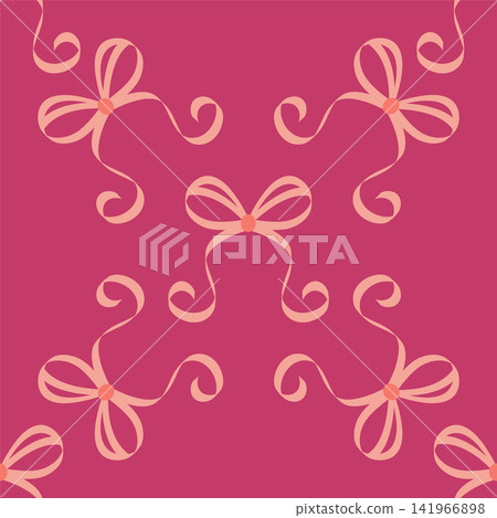 Seamless pattern with pink bows. Hairstyles, hair, festive gift wrapping Seamless pattern with pink bows. Hairstyles, hair, festive gift wrapping 141966898