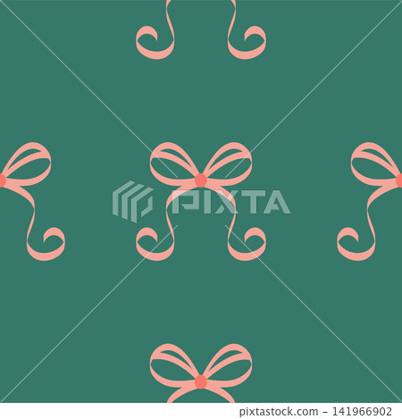 Seamless pattern with pink bows. Hairstyles, hair, festive gift wrapping Seamless pattern with pink bows. Hairstyles, hair, festive gift wrapping 141966902