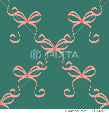 Seamless pattern with pink bows. Hairstyles, hair, festive gift wrapping Seamless pattern with pink bows. Hairstyles, hair, festive gift wrapping 141966903