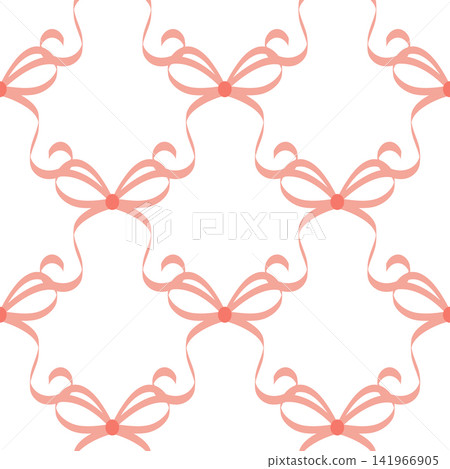 Seamless pattern with pink bows. Hairstyles, hair, festive gift wrapping Seamless pattern with pink bows. Hairstyles, hair, festive gift wrapping 141966905