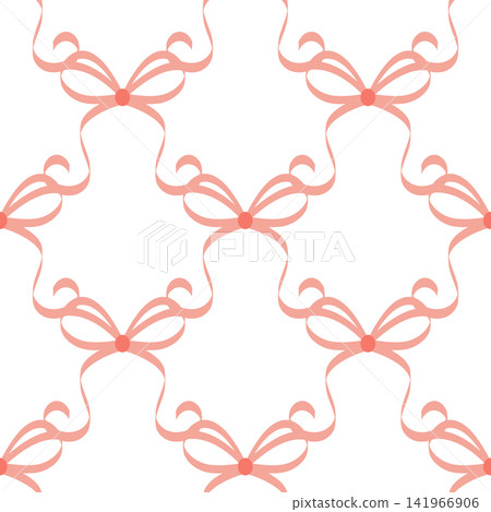 Seamless pattern with pink bows. Hairstyles, hair, festive gift wrapping Seamless pattern with pink bows. Hairstyles, hair, festive gift wrapping 141966906
