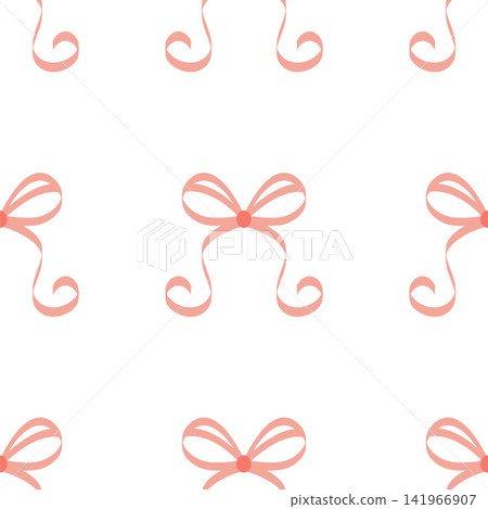 Seamless pattern with pink bows. Hairstyles, hair, festive gift wrapping Seamless pattern with pink bows. Hairstyles, hair, festive gift wrapping 141966907