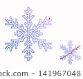 Snowflake shaped maze with blue gradient and solution, labyrinth for kids and adults, educational puzzle isolated on white background. High quality illustration 141967048