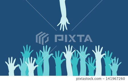 Illustration of raising a hand Illustration of raising a hand 141967260