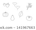 A collection of simple autumn plant icons (line drawings) 141967663