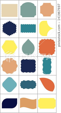 Retro sticker label and floral badge icon set for modern graphic design 141967697