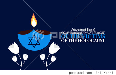 International Day of Commemoration in Memory of the Victims of the Holocaust Poster Banner and Background Design Template Featuring Candle Light Star Symbol and Remembrance Theme for Historical International Day of Commemoration in Memory of the Victims of the Holocaust Poster Banner and Background Design Template Featuring Candle Light Star Symbol and Remembrance Theme for Historical 141967871