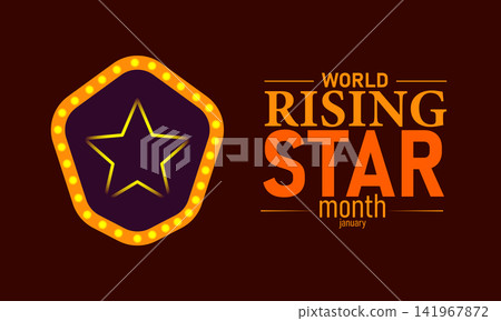 World Rising Star Month Poster Banner and Background Design Template Featuring Shining Star Icon Abstract Light Rays and Achievement Celebration Theme for Motivation Success and Talent Recognition World Rising Star Month Poster Banner and Background Design Template Featuring Shining Star Icon Abstract Light Rays and Achievement Celebration Theme for Motivation Success and Talent Recognition 141967872