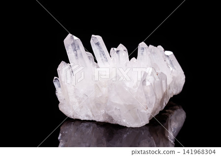 Macro Mineral Stone Rhinestone in Crystals on a Black Background Macro Mineral Stone Rhinestone in Crystals on a Black Background 141968304