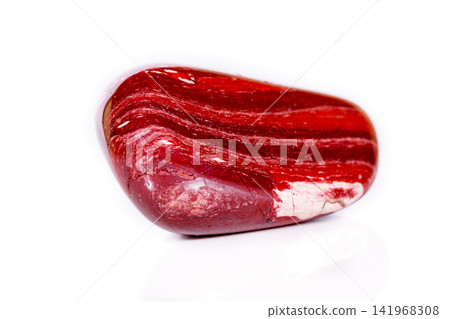 Macro mineral stone jasper "zebra iron" on a white background 141968308