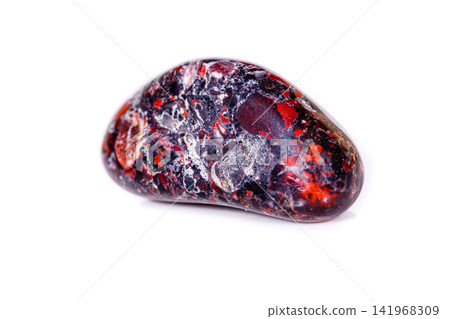 Macro mineral stone Jasper leopard on white background 141968309