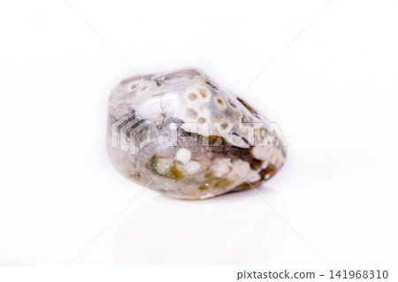 Macro mineral stone Jasper oceanic on a white background Macro mineral stone Jasper oceanic on a white background 141968310