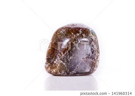 Macro mineral stone Labradorite on white background Macro mineral stone Labradorite on white background 141968314