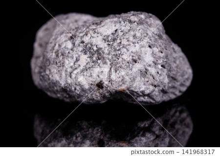 Macro mineral stone Pumice on black background Macro mineral stone Pumice on black background 141968317