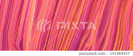 Abstract fluid art background with magenta and golden marble texture. Liquid hot pink acrylic painting backdrop Abstract fluid art background with magenta and golden marble texture. Liquid hot pink acrylic painting backdrop 141968457