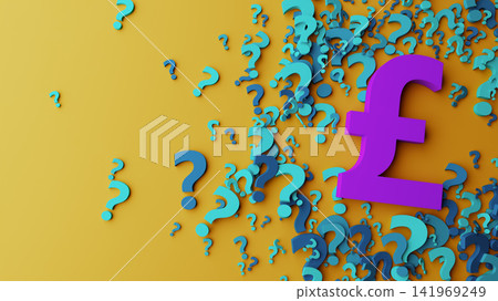 Pound Symbol Among Question Marks Representing Currency Uncertainty And Financial Questions Pound Symbol Among Question Marks Representing Currency Uncertainty And Financial Questions 141969249