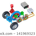 Electronic continuously variable transmission (ECVT) isolated on white background - 3D illustration  141969323