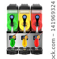 Front view of slush machine with three colours liquid dispenser isolated on transparent background - 3d PNG illustration 141969324