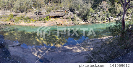 Glenbrook Creek running through Jelly Bean Pool in the Blue Mountains Glenbrook Creek running through Jelly Bean Pool in the Blue Mountains 141969612