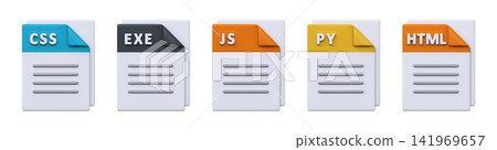 3D Programming Language and Code File Icons Set 141969657