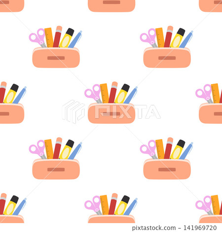 pencil case stationery school seamless pattern 141969720