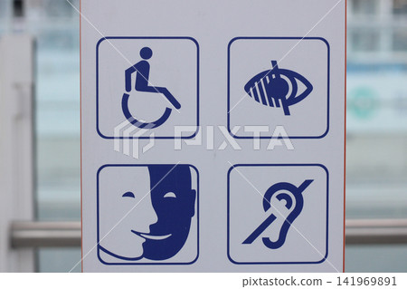 Accessibility information signs for public transportation users Accessibility information signs for public transportation users 141969891
