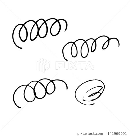 Hand-drawn style swirling lines and scribbles set 141969991