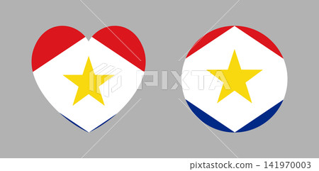 National Saba Island Flag heart, circle banner. Set of Saba Flag heart, round icon, badge. Flag of Saba sticker, button. National Saba Island Flag heart, circle banner. Set of Saba Flag heart, round icon, badge. Flag of Saba sticker, button. 141970003