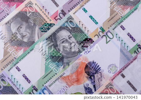 Peruvian paper currency cash sol for payments and settlements. Peruvian cash Peruvian paper currency cash sol for payments and settlements. Peruvian cash 141970043