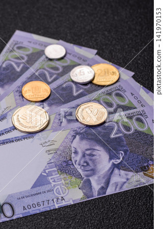 Peruvian paper currency cash sol for payments and settlements. Peruvian cash Peruvian paper currency cash sol for payments and settlements. Peruvian cash 141970153