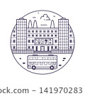 Reina Sofia Art Museum Madrid Landmark Line Icon 141970283