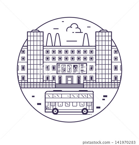 Reina Sofia Art Museum Madrid Landmark Line Icon Reina Sofia Art Museum Madrid Landmark Line Icon 141970283
