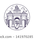 Puerta de Toledo Triumphal Arch Line Art Icon 141970285